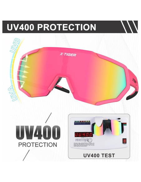 Gafas de sol deportivas X-TIGER Jpc-d UV400 unisex rosa Gafas de sol deportivas X-TIGER Jpc-d UV400 unisex rosa