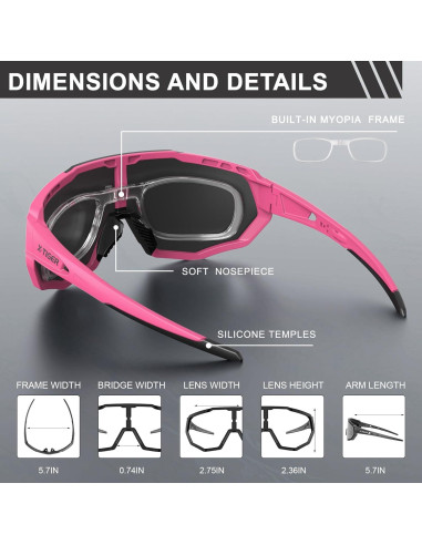 Gafas de sol deportivas X-TIGER Jpc-d UV400 unisex rosa