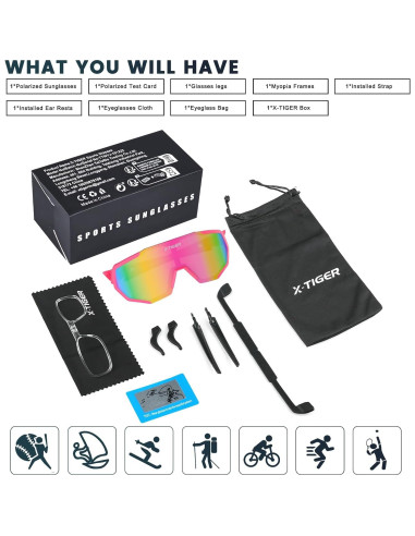 Gafas de sol deportivas X-TIGER Jpc-d UV400 unisex rosa