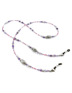 Cadena de Gafas Boho Amatista con Perlas y Ajuste Antideslizante