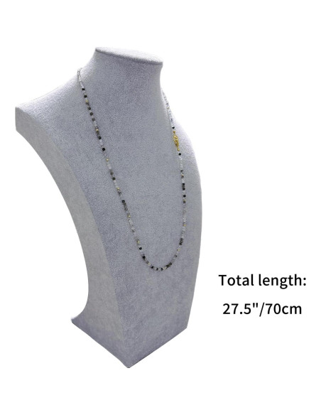 Cadena de Gafas Elegante con Perlas y Cuarzo Negro Rutilado