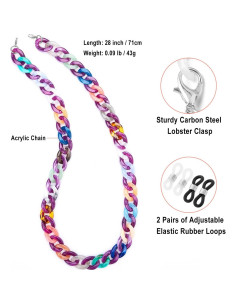 Cadena de Gafas Acrílico Morado Mezclado para Mujeres 2