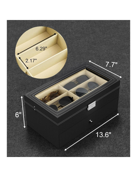 Organizador de Gafas Negro 12 Ranuras Estuche Duro Organizador de Gafas Negro 12 Ranuras Estuche Duro