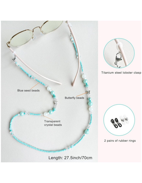 Cadena de Gafas Estilosa para Mujeres - Perlas Ajustables 72 cm