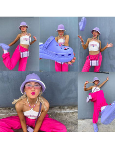 Gafas de Sol Rectangulares UV400 Metalicas Espejo Azul/Rosa 2