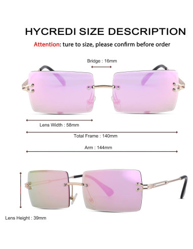 Gafas de Sol Rectangulares UV400 Metalicas Espejo Azul/Rosa