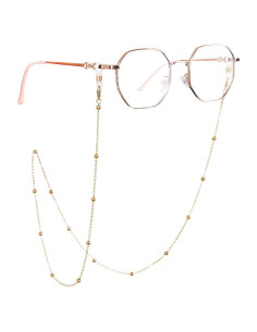 Cadena para Gafas de Mujer Oro Dorado con Cuentas