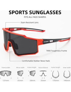 Gafas de Ciclismo ROCKBROS Polarizadas UV400 Rojo 2