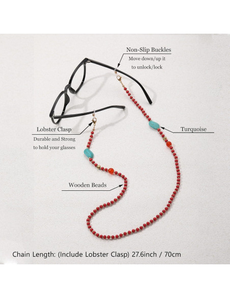 Cadena de Gafas GIOLOYS de Madera Hecha a Mano 69.85 cm