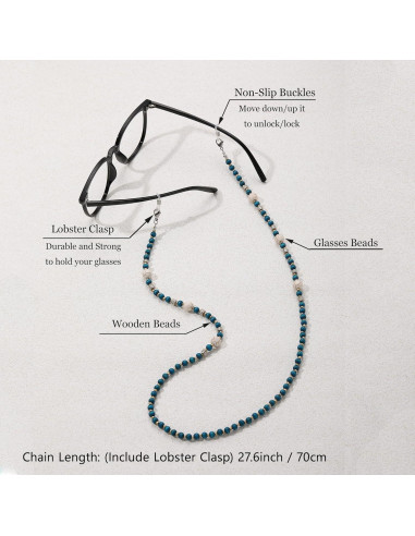 Cadena de Gafas GIOLOYS de Madera Hecha a Mano 69.85 cm