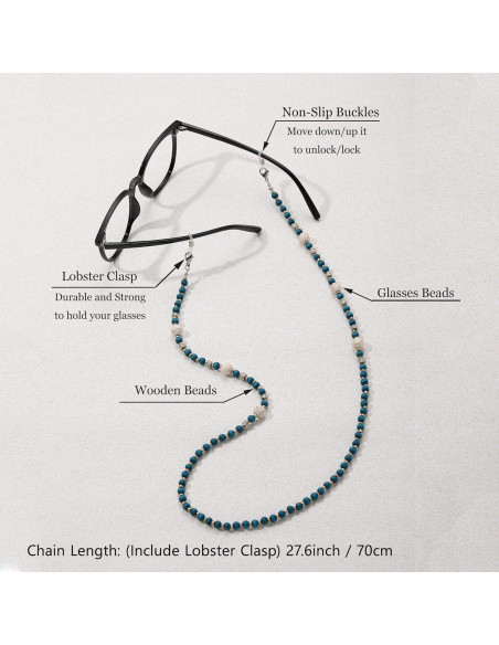 Cadena de Gafas GIOLOYS de Madera Hecha a Mano 69.85 cm