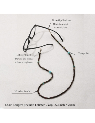 Cadena de Gafas GIOLOYS de Madera Hecha a Mano 69.85 cm