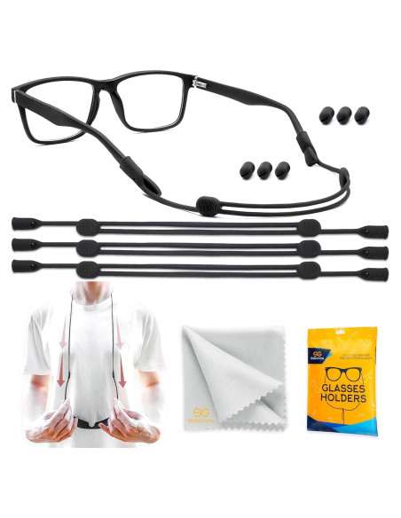 Soporte para Gafas SIGONNA Correa Ajustable Silicona Negra Soporte para Gafas SIGONNA Correa Ajustable Silicona Negra