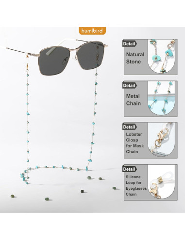 Cadena de Gafas Humlbird para Mujeres - 66 cm, Cristal Natural