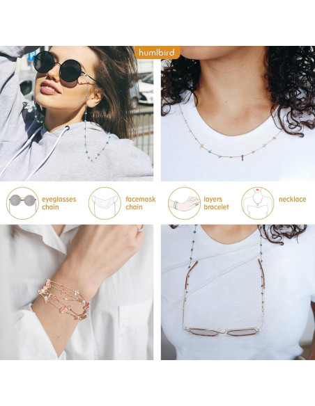 Cadena de Gafas Humlbird para Mujeres - 66 cm, Cristal Natural Cadena de Gafas Humlbird para Mujeres - 66 cm, Cristal Natural