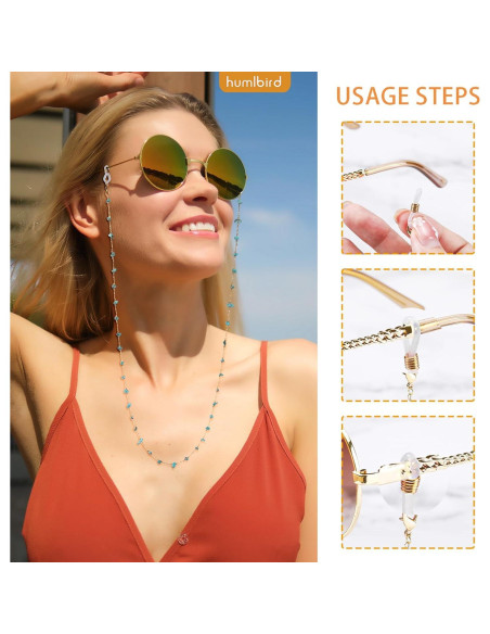 Cadena de Gafas Humlbird para Mujeres - 66 cm, Cristal Natural Cadena de Gafas Humlbird para Mujeres - 66 cm, Cristal Natural