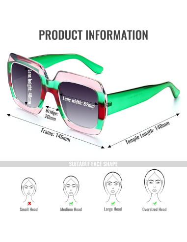 Gafas de sol cuadradas STORYCOAST UV400 para mujer