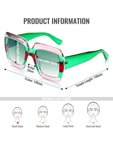 Gafas de sol cuadradas STORYCOAST UV400 para mujer