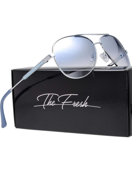 Gafas de Sol Fresco UV400 para Mujeres L161 Plata Gafas de Sol Fresco UV400 para Mujeres L161 Plata