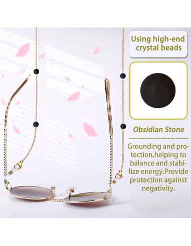 Cadena de Gafas de Piedra Obsidiana 73.66 cm - CIOKOL