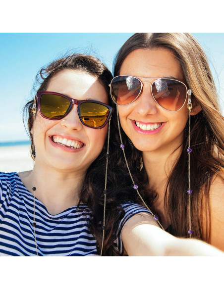 Cadena de Gafas de Piedra Obsidiana 73.66 cm - CIOKOL