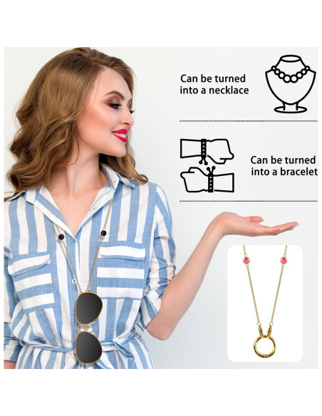 Cadena de Gafas de Piedra Obsidiana 73.66 cm - CIOKOL