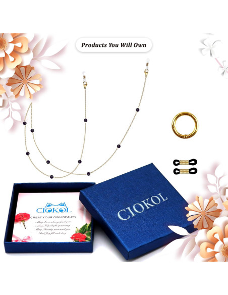 Cadena de Gafas de Piedra Obsidiana 73.66 cm - CIOKOL