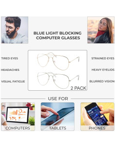 Gafas de computadora antirreflejo UV400 GrinderPUNCH - 2 unidades plateadas 2