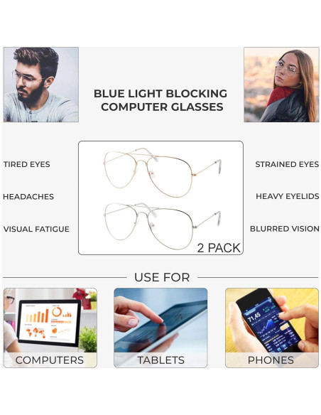 Gafas de computadora antirreflejo UV400 GrinderPUNCH - 2 unidades plateadas