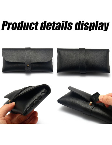 Bolsa de almacenamiento para gafas de cuero unisex negra