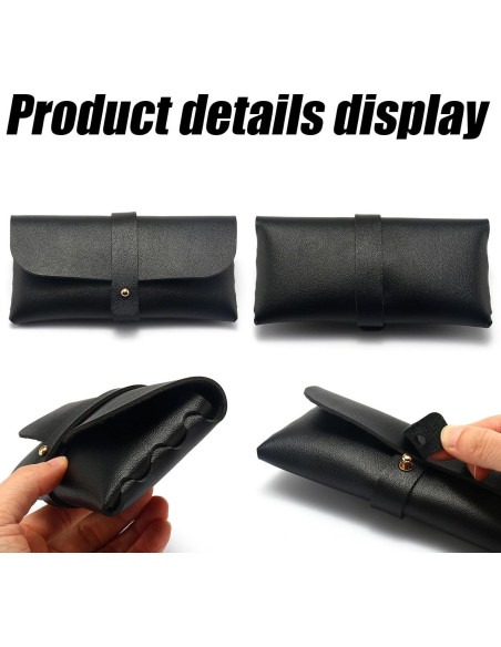 Bolsa de almacenamiento para gafas de cuero unisex negra