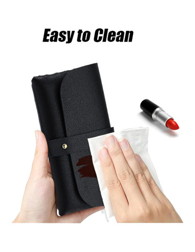 Bolsa de almacenamiento para gafas de cuero unisex negra