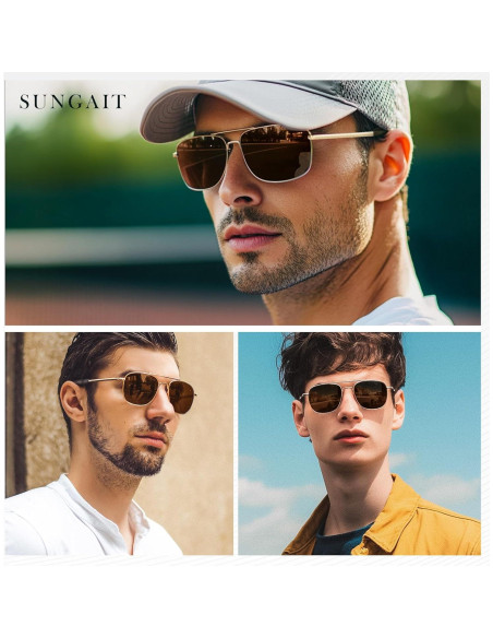 Gafas de sol piloto SUNGAIT polarizadas para hombres