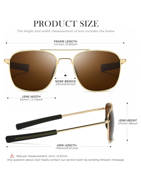 Gafas de sol piloto SUNGAIT polarizadas para hombres