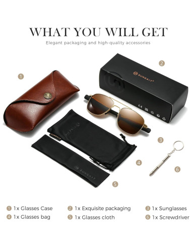 Gafas de sol piloto SUNGAIT polarizadas para hombres