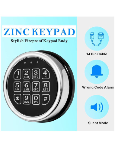 Cerradura de Seguridad Electrónica LEMOORE 020SL Teclado Zinc