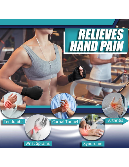 Guantes de Artritis de Cobre DRNAIETY - Compresión Sin Dedos L