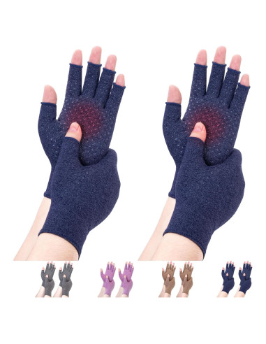 Guantes de Compresión DRNAIETY para Artritis Sin Dedos Azul