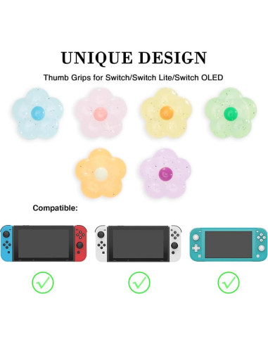 Tapones de Pulgar PERFECTSIGHT Flor Brillante para Switch 6PCS