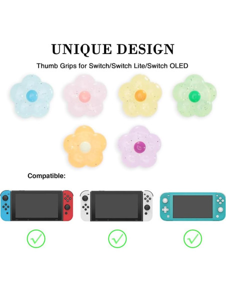 Tapones de Pulgar PERFECTSIGHT Flor Brillante para Switch 6PCS