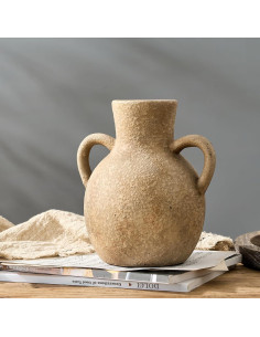 Jarrón de Cerámica SIDUCAL Rústico 18.54 cm 2 Asas Marrón 2