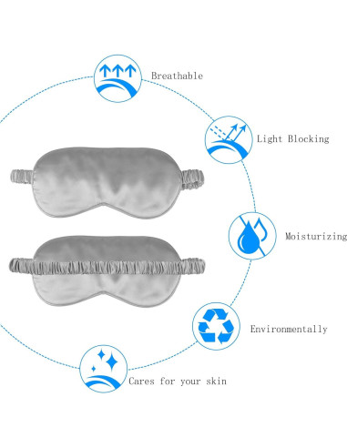 Máscara para Dormir CREHODEC Antifaz de Seda Negro