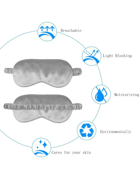 Máscara para Dormir CREHODEC Antifaz de Seda Negro