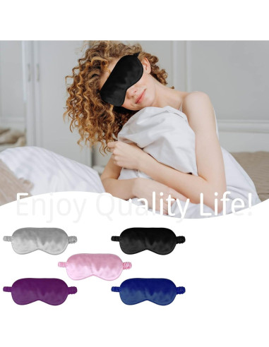 Máscara para Dormir CREHODEC Antifaz de Seda Negro