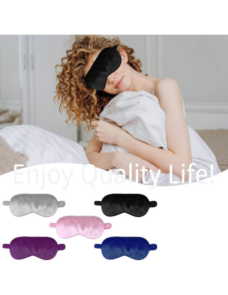 Máscara para Dormir CREHODEC Antifaz de Seda Negro