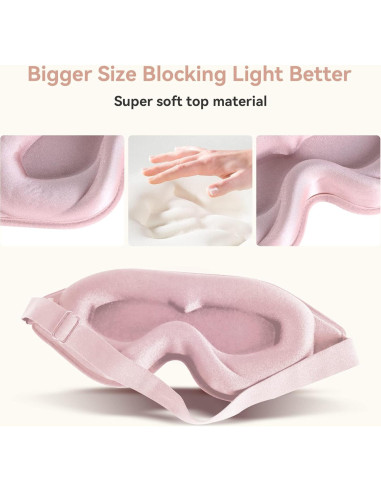 Máscara de Sueño 3D QUWOLACE Rosa Ajustable para Dormir