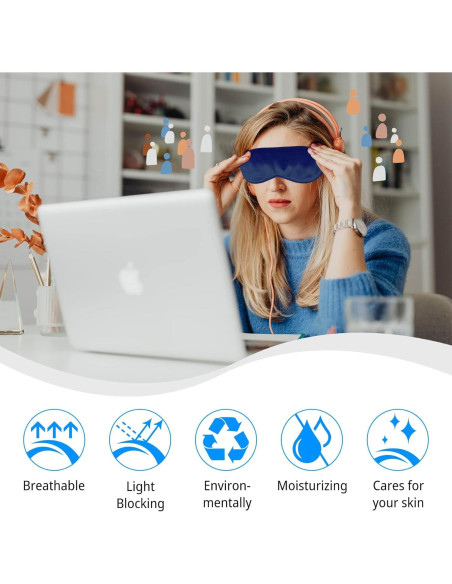 Máscara para Dormir CREHODEC Antifaz de Seda Negro