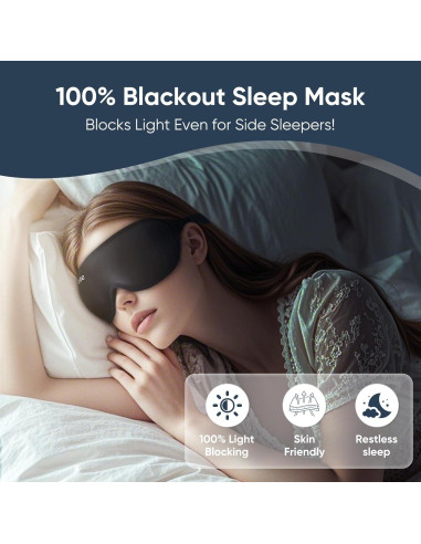 Máscara de dormir Yoqoole 3D opaca ajustable para viajeros