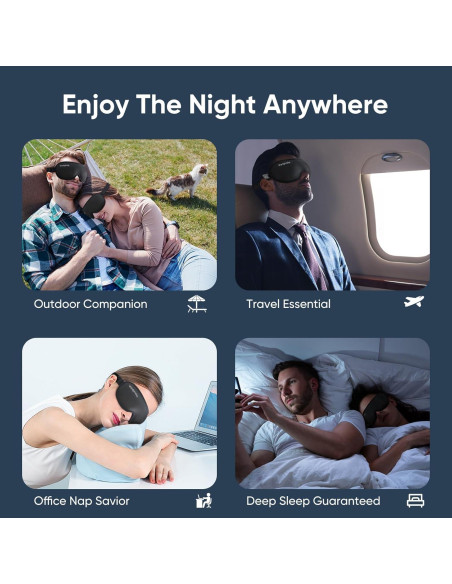 Máscara de dormir Yoqoole 3D opaca ajustable para viajeros Máscara de dormir Yoqoole 3D opaca ajustable para viajeros