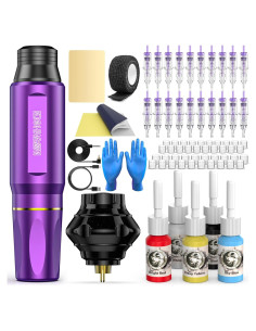 Kit de Tatuaje Inalámbrico Wormhole WTK176 1050mAh Púrpura